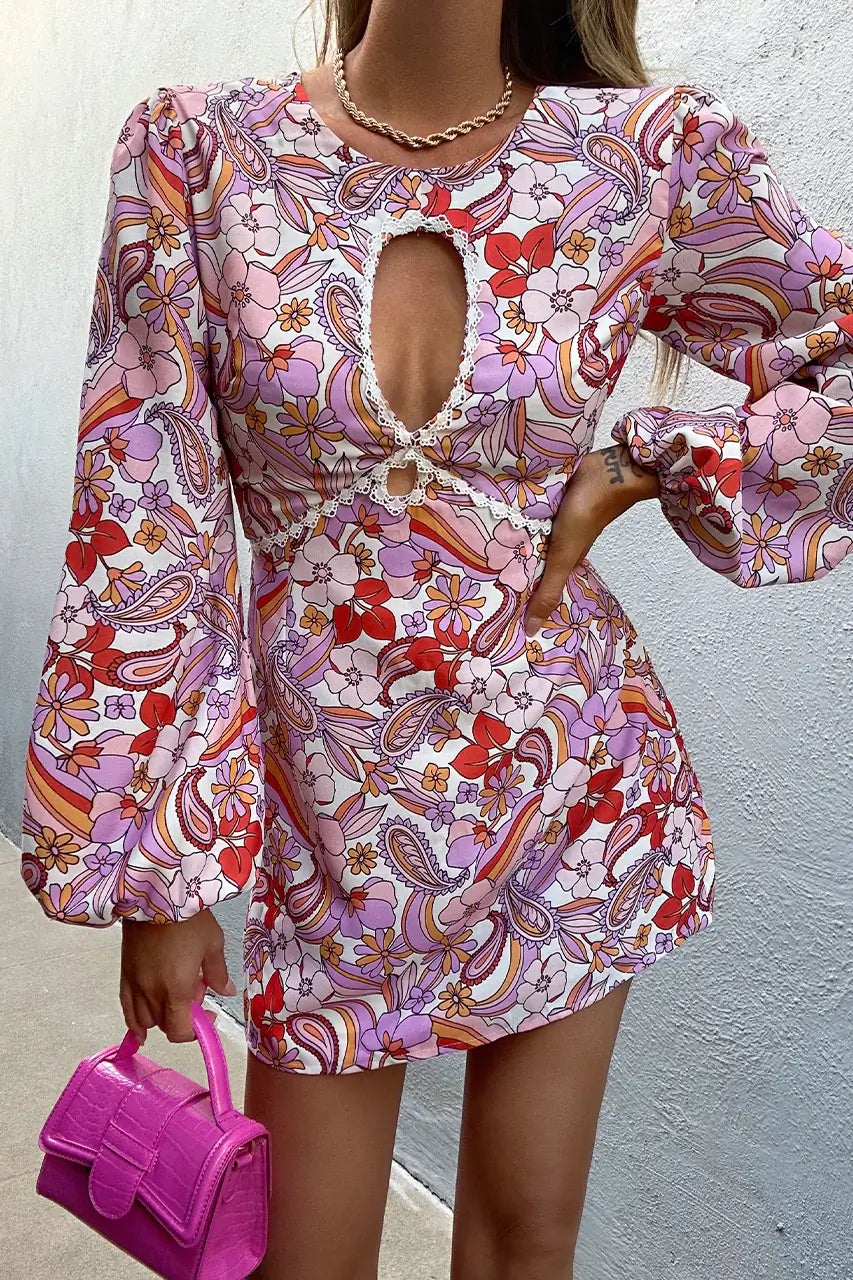 Runaway Monaco Mini Dress Lilac Floral