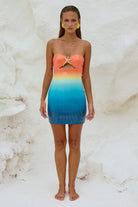 Stellar Mini Dress in Orange / Blue
