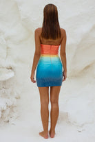 Stellar Mini Dress in Orange / Blue