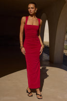Sharni Midi Dress in Cherry Red