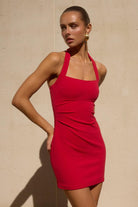 Franca Mini Dress in Cherry Red