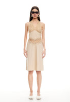 Solana Midi Dress in Beige Plaid