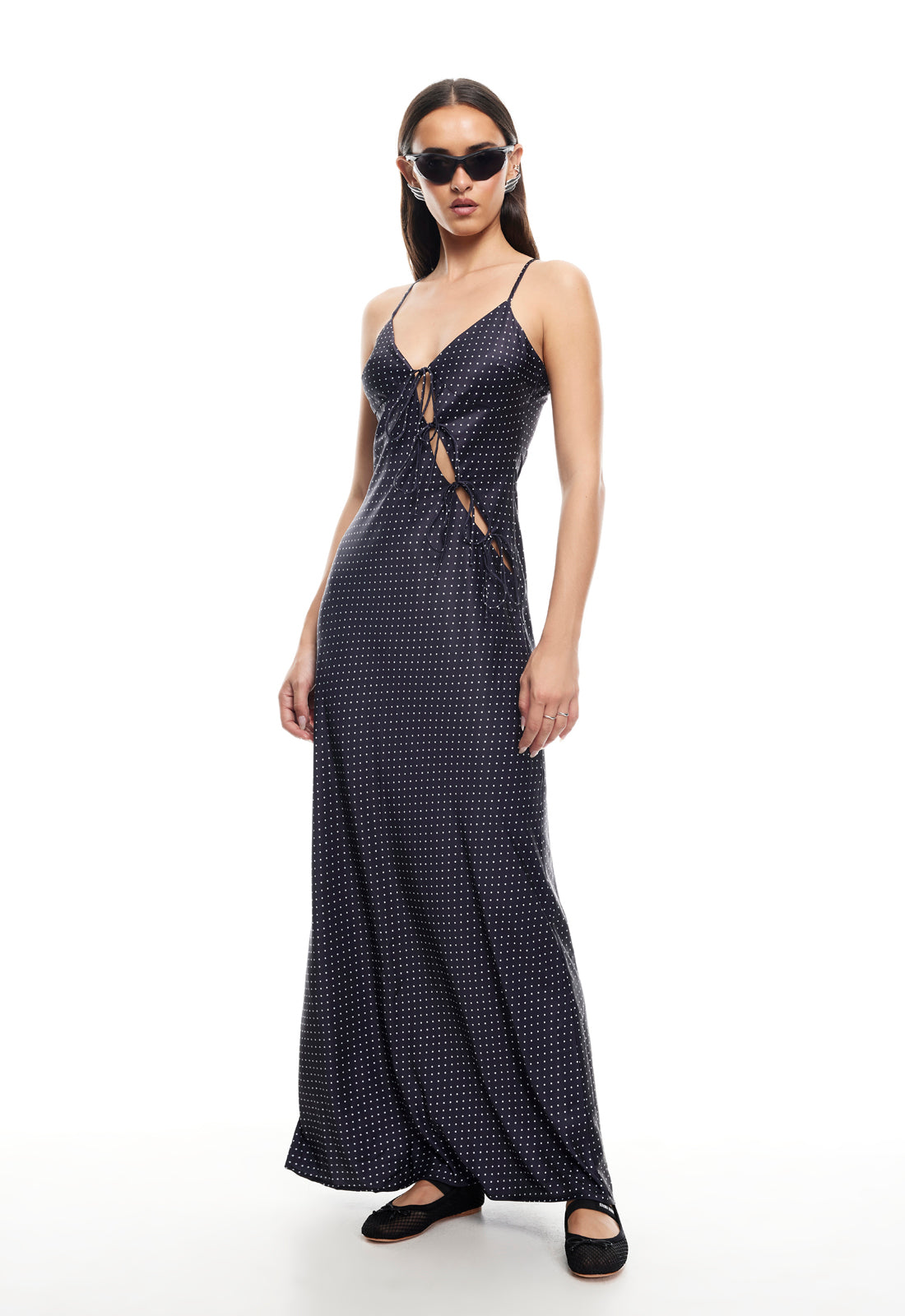 About A Girl Maxi Dress in Onyx Polka