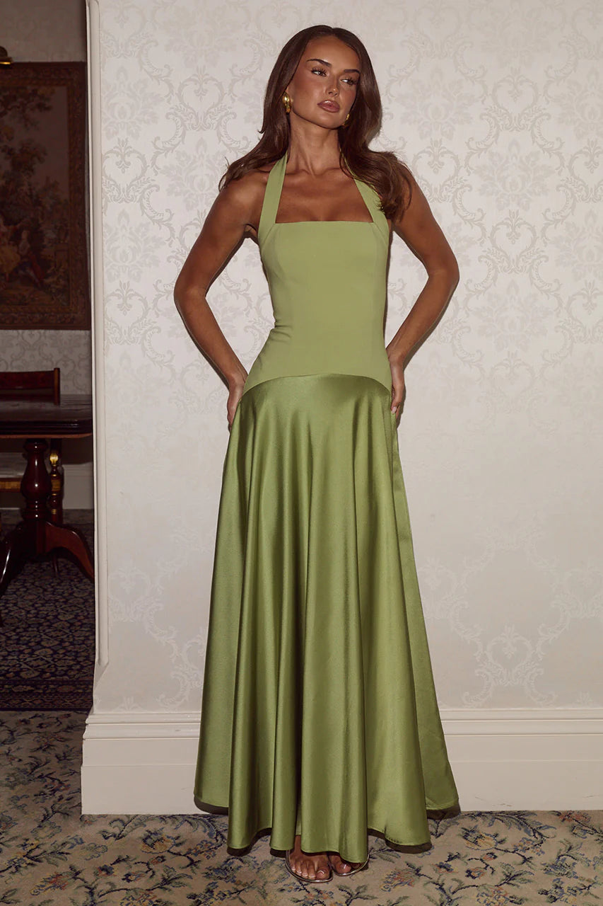 Odina Square Neck Maxi Dress in Palm by Runaway The Label | Winsome Girl
