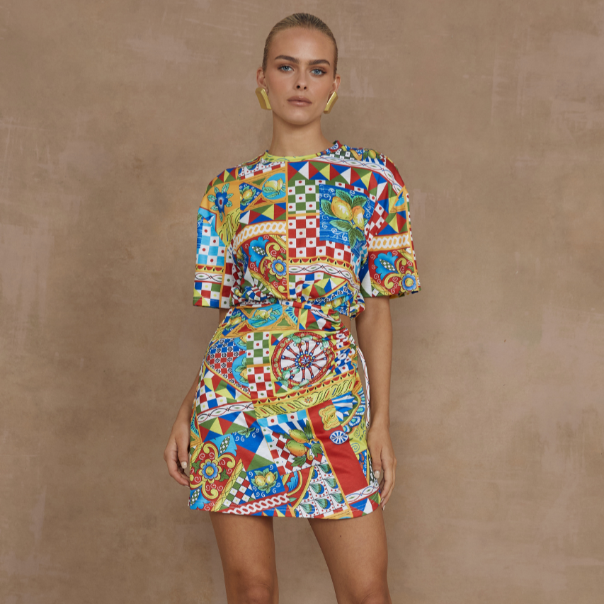 Brizzie Mini Dress in Phaedra Print