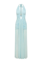 Runaway The Label - Adrianna Plunge Ruched Maxi Dress in Aqua
