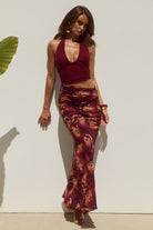 Runaway The Label - Alexis Halter Cut Out Maxi Dress in Eliana Red