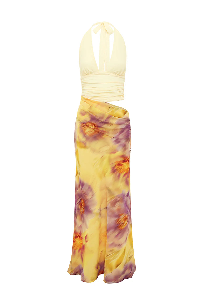 Runaway The Label - Alexis Halter Cut Out Maxi Dress in Suri Yellow