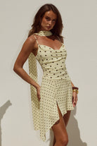 Runaway The Label - Alora Scoop Neck Mini Dress in Lemon/choc Polka