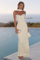 Runaway The Label - Amana Strapless Scarf Maxi Dress in Lemon