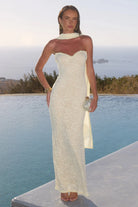 Runaway The Label - Amana Strapless Scarf Maxi Dress in Lemon