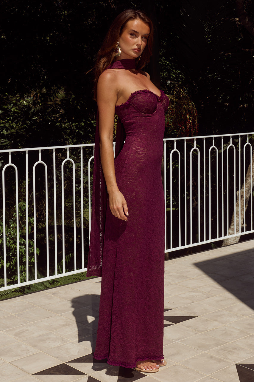 Amana Strapless Scarf Maxi Dress by Runaway The Label | Winsome Girl Fashion 