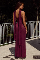 Runaway The Label - Amana Strapless Scarf Maxi Dress in Wine