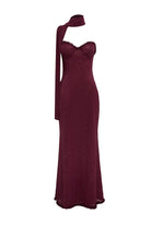 Runaway The Label - Amana Strapless Scarf Maxi Dress in Wine