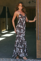 Runaway The Label - Aminah V-neck Cross Back Maxi Dress in Shiloh Brown