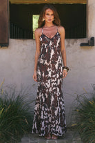 Runaway The Label - Aminah V-neck Cross Back Maxi Dress in Shiloh Brown