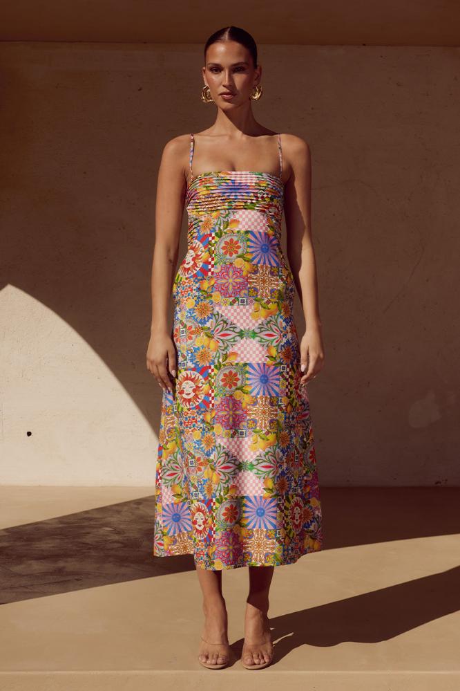 Anacapri Midi Dress in Anacapri Pink