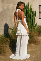 Runaway The Label - Annelise V-neck Ruffle Maxi Dress in Ivory