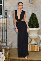 Aralia Plunge Cowl Back Maxi Dress in Black by Runaway The Label | Winsome Girl Fashion 