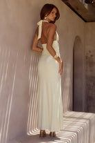 Arina Halter V-neck Maxi Dress in Lemon