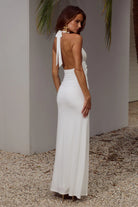 Arina Halter V-neck Maxi Dress in White
