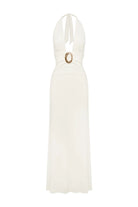 Arina Halter V-neck Maxi Dress in White