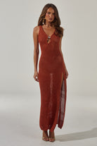 Ariya Sleeveless Knit Maxi Dress in Rust Metallic by Runaway The Label | Winsome Girl Fashion 