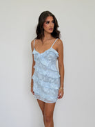 Aisha Mini Dress in Sky Blue