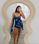  Alora Scoop Neck Mini Dress in Eliana Blue