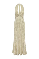 Annette Plunge V-neck Maxi Dress in Champagne