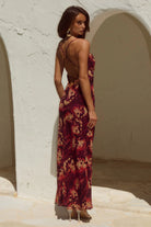 Runaway The Label - Benito Cowl Cross Back Maxi Dress in Eliana Red
