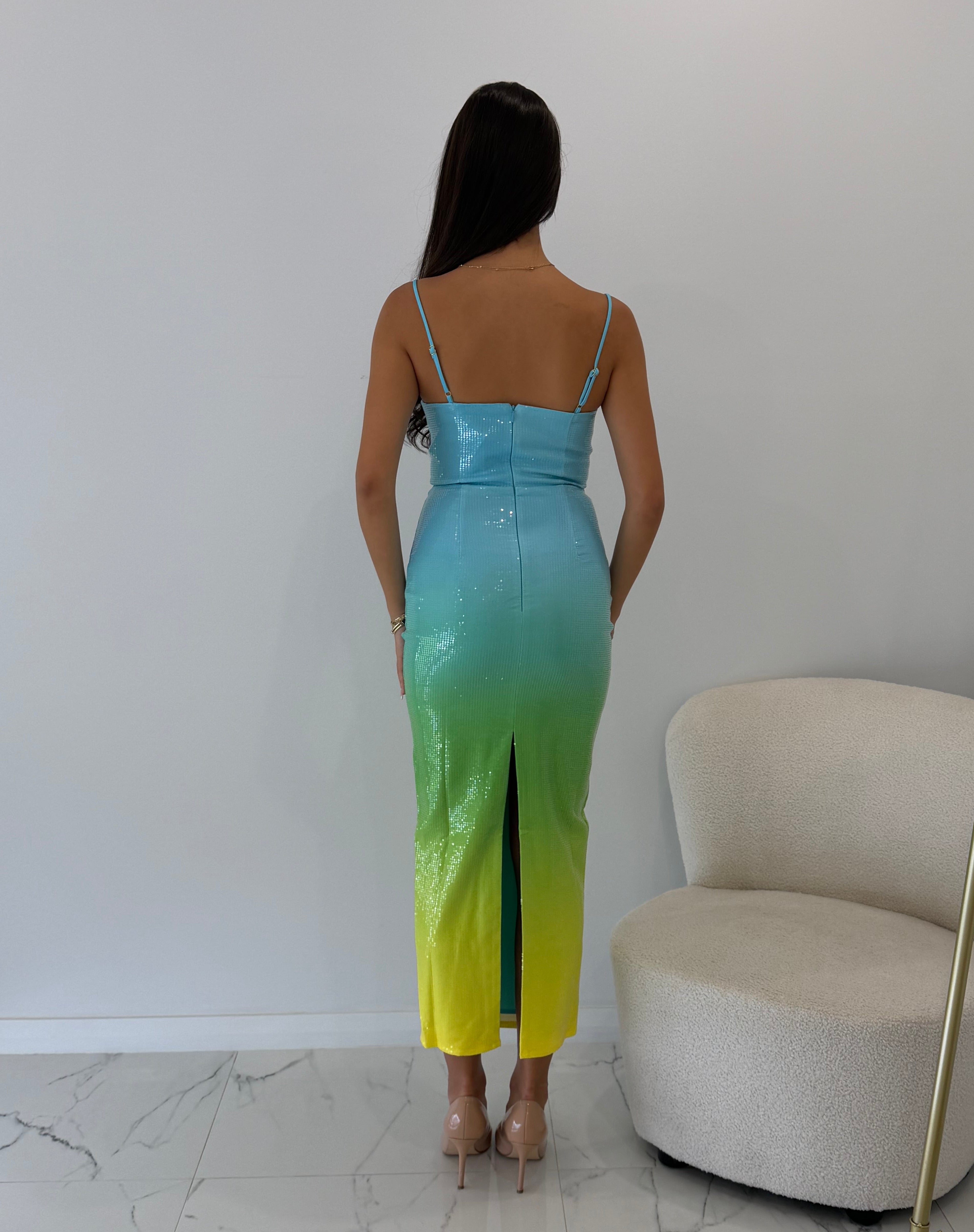 Benito Midi Dress in Blue Ombre