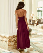 Caliana High Neck Maxi Dress in Plum by Runaway The Label | Winsome Girl Fashion 