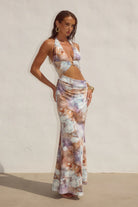 Runaway The Label - Lumia Halter Cutout Maxi Dress in Zarla Choc