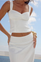 Runaway The Label - Medina Ruched Sequin Top in Off White