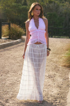 Della V-neck Ruffle Top in Petal