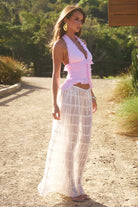 Della V-neck Ruffle Top in Petal