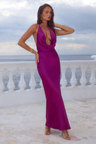 Runaway The Label Elena Maxi Dress Plum Open-Back Design | Winsome Girl Fashion