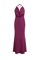 Elena Low Plunge Maxi Dress in Plum | Winsome Girl Fashion