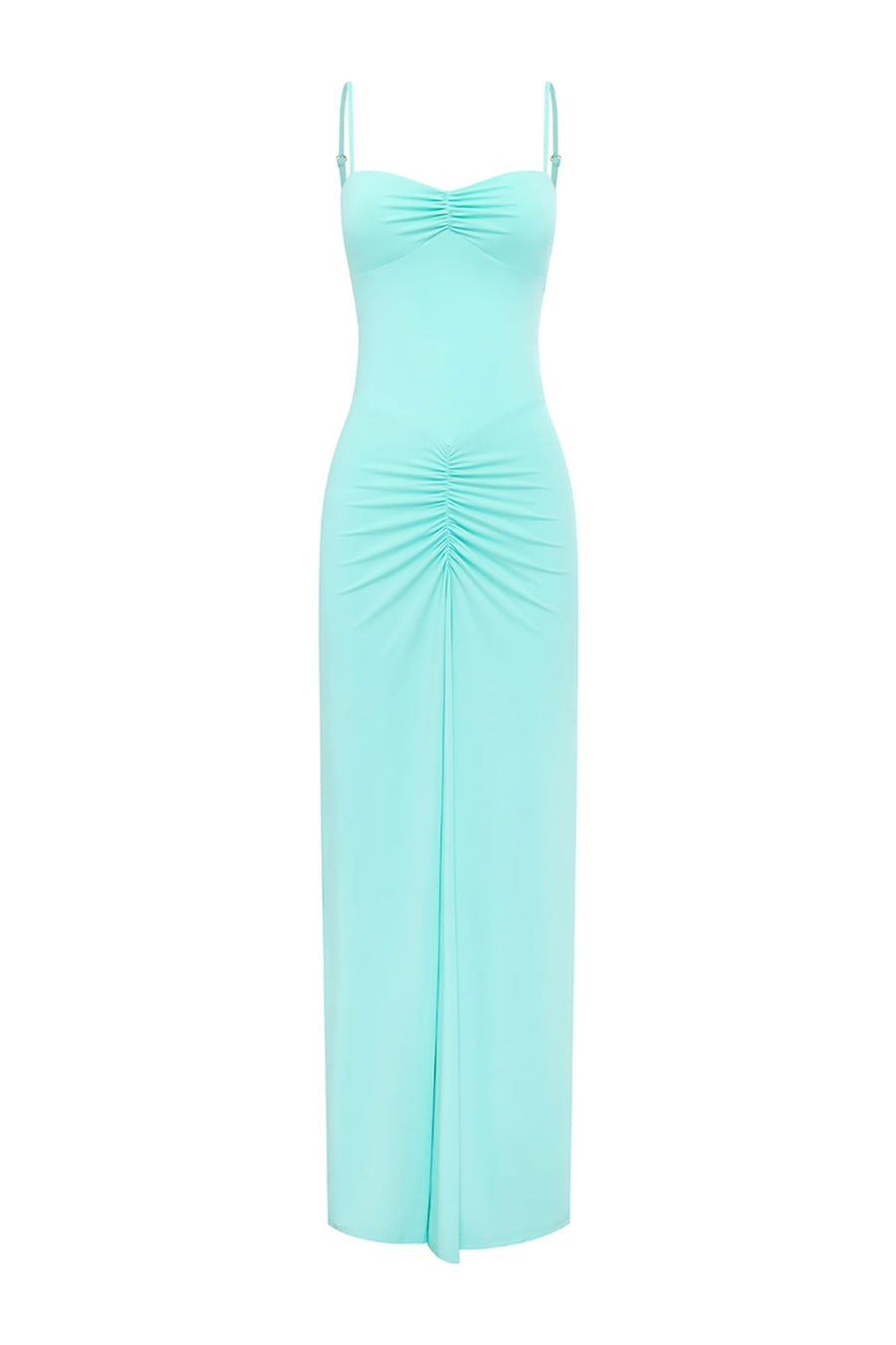 Elexa Ruched Maxi Dress in Sea Foam Flat Lay | Winsome Girl Fashion