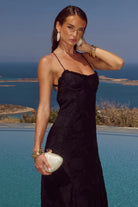 Runaway The Label - Ellerby Frill Trim Maxi Dress in Black