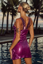Elysia V-neck Sequin Mini Dress in Orchid by Runaway The Label | Winsome Girl Fashion 