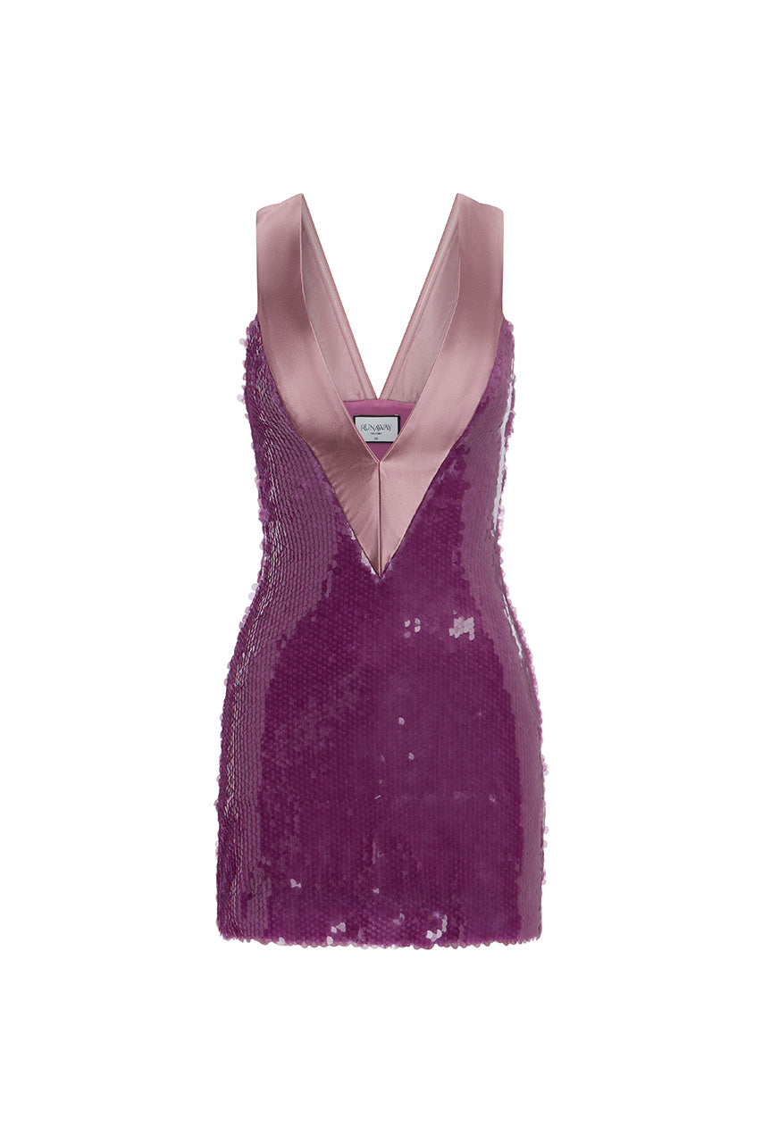 Elysia V-neck Sequin Mini Dress in Orchid by Runaway The Label | Winsome Girl Fashion 