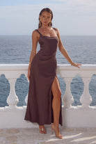 Esme High Split Maxi Dress in Bitter Chocolate