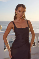  Esme High Split Maxi Dress in Noir