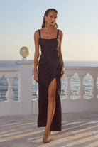  Esme High Split Maxi Dress in Noir
