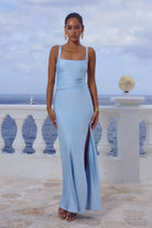Esme High Split Maxi Dress in Sky Blue