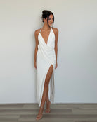 Eilish Halter Maxi Dress in White