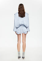Elements Mini Dress Boat Neckline Detail in Baby Blue | Winsome Girl Fashion