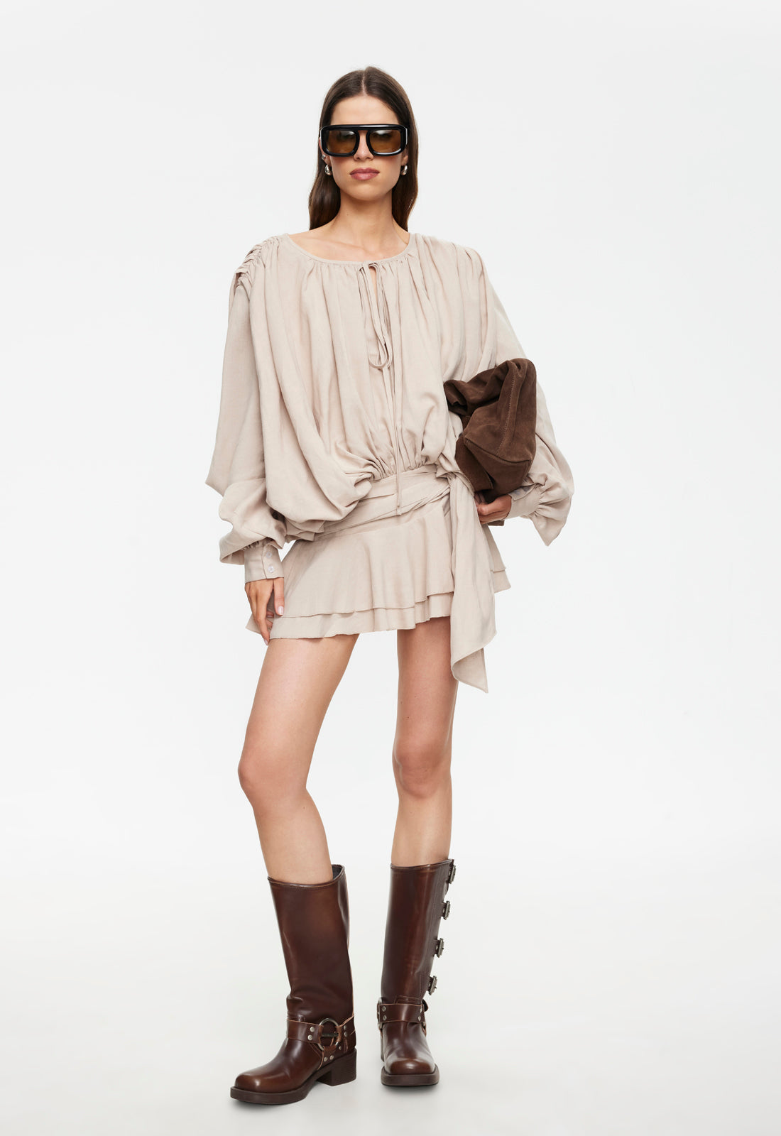 Elements Mini Dress in Beige
